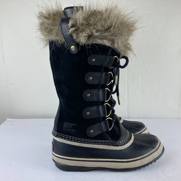 SOREL Joan Of Arctic Women Sz 8 Waterproof Winter Snow Boots Black Suede Leather - Picture 6 of 10